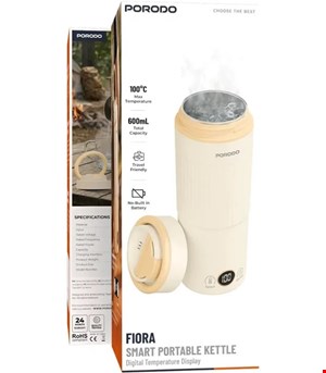 فلاسک و کتری برقی هوشمند قابل حمل برند پرودو مدل Flora PDSY619ABG با ظرفیت 600 میلی لیتر و قابلیت نمایشگر دما