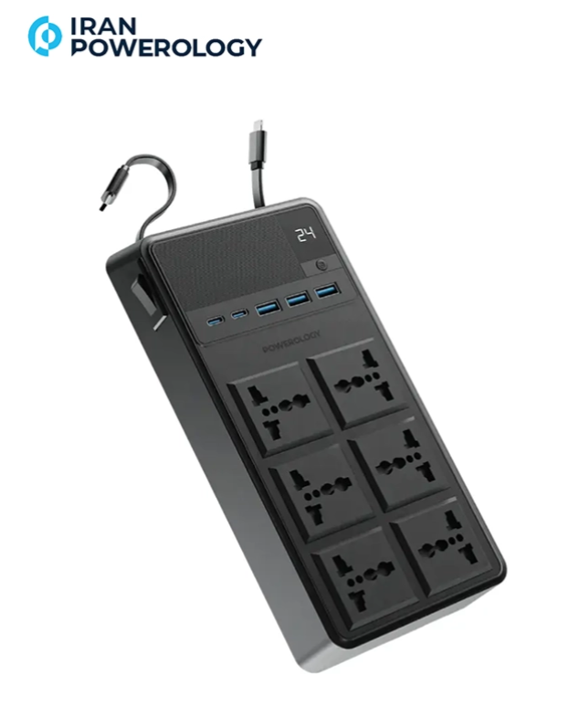 چند راهی برق پاورولوژی Powerology 2500w 6 AC Power Strip PWC030