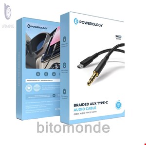 کابل لایتنینگ به آی یو ایکس 1.2 متری پاورولوژی Powerology Braided Audio Lightning to 3.5mm AUX Cable 1.2m