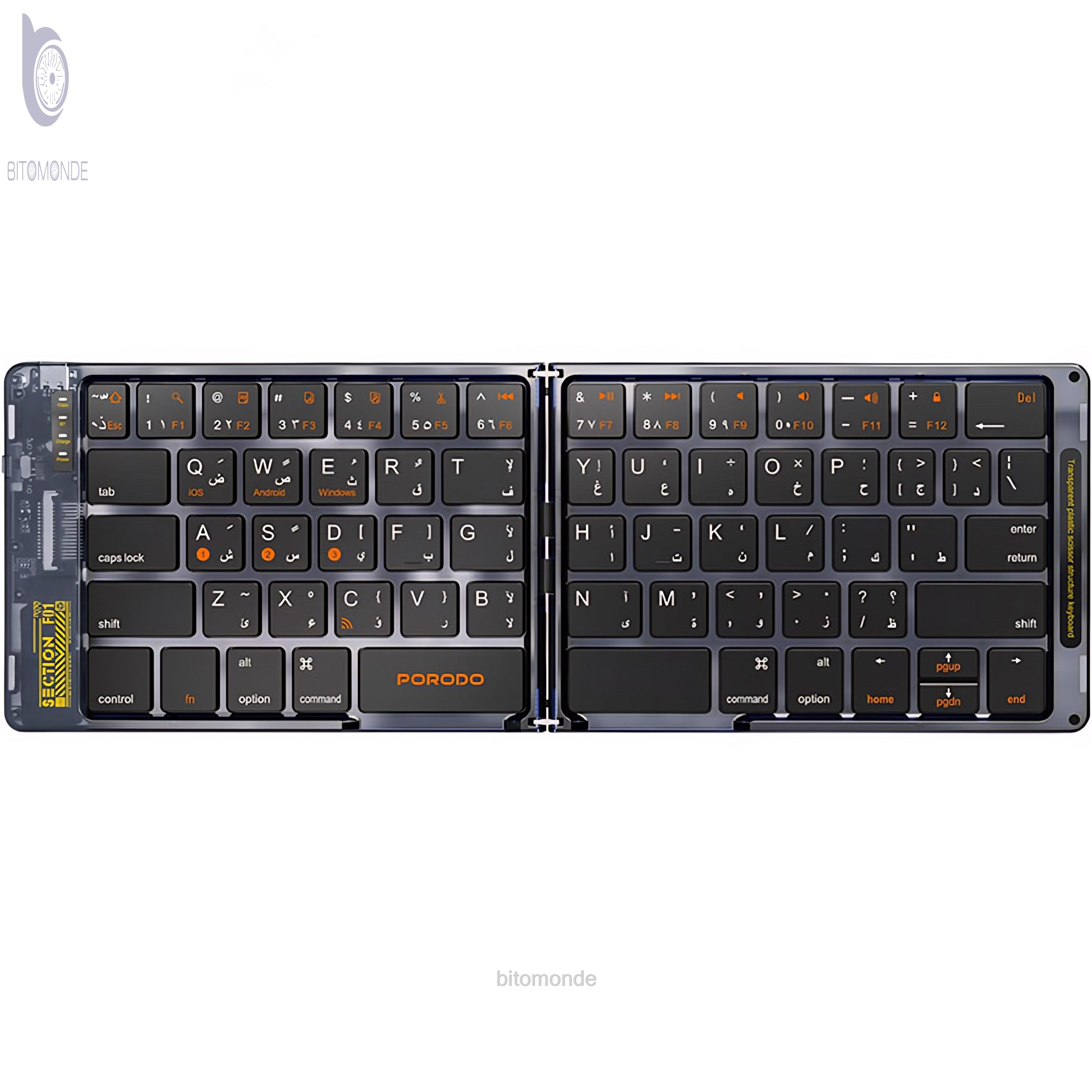 کیبورد بلوتوثی تاشو پرودو Porodo Crystal Shell Wireless Keyboard PD-ETK03