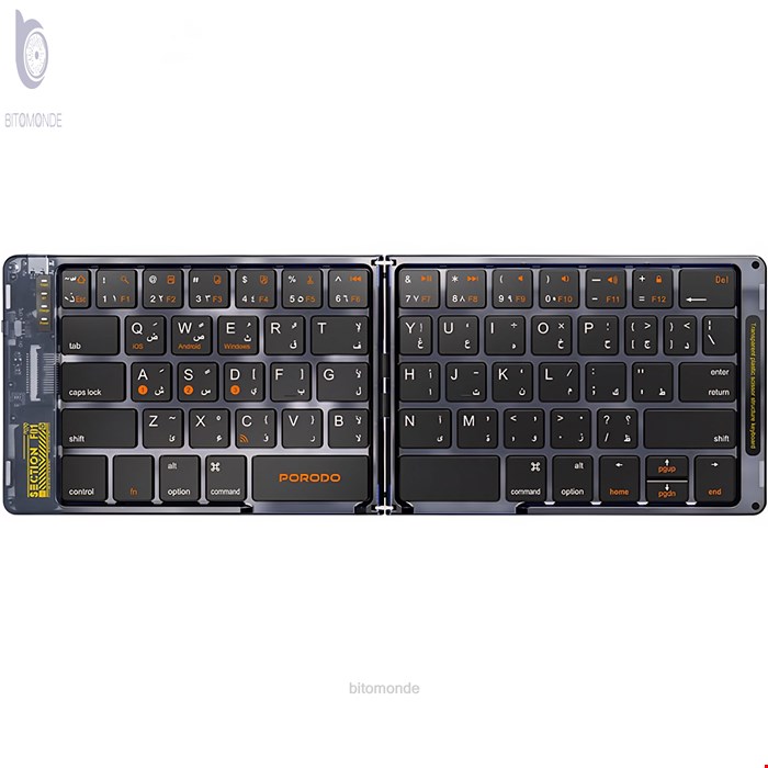 کیبورد بلوتوثی تاشو پرودو Porodo Crystal Shell Wireless Keyboard PD-ETK03