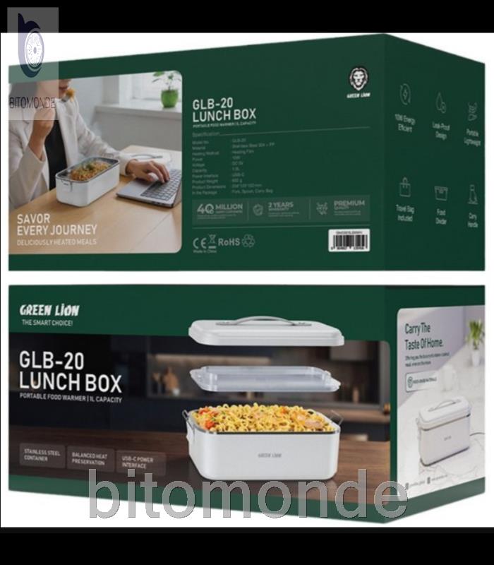 ظرف غذای برقی گرین لاین مدل GLB-20 ظرفیت ۱ لیتر گرمکن‌دار