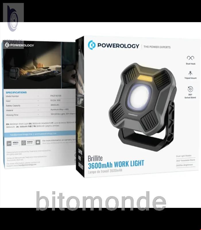 چراغ کار و کمپینگ پاورولوژی 3600mAh مدل Brillite Work Light