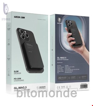 پاوربانک گرین لاین مدل GL-MAG 5 ظرفیت 5000 میلی امپر ساعت