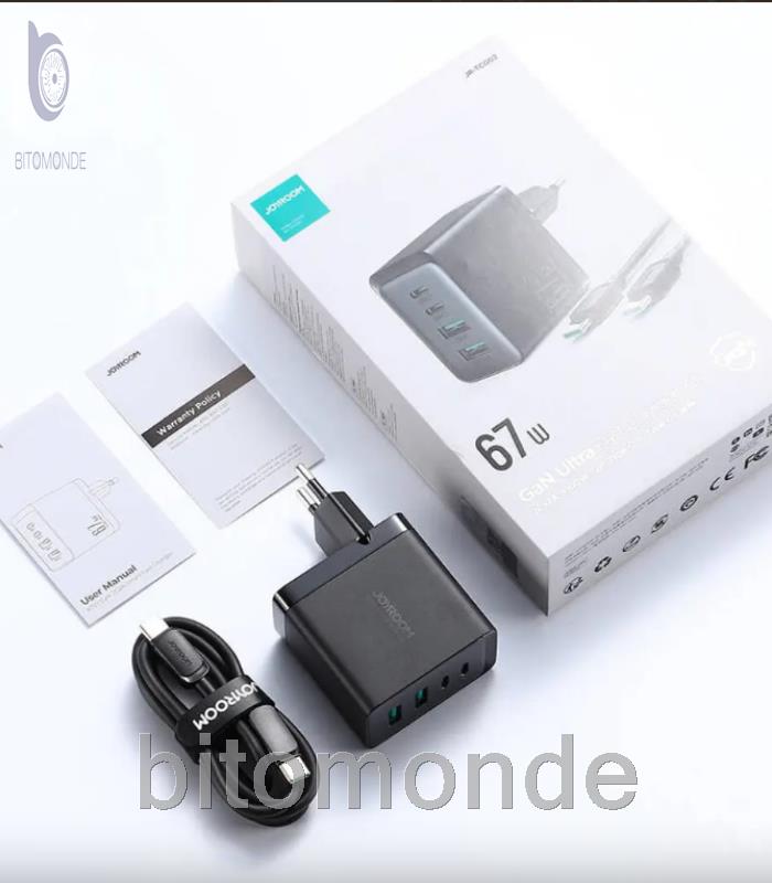 شارژر دیواری تایپ سی و یو اس بی 67 وات جویروم TCG02