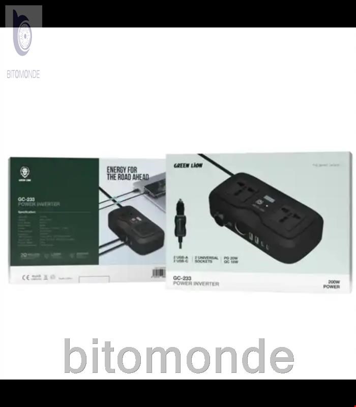 اینورتر فندکی خودرو گرین لاین مدل GC-233 ظرفیت ۲۰۰ وات